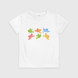 Футболка хлопковая детская Шесть птичек, цвет: белый