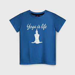 Футболка хлопковая детская Yoga is life, цвет: синий