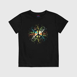 Футболка хлопковая детская Peace light, цвет: черный