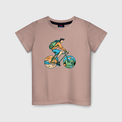 Футболка хлопковая детская Nature biker, цвет: пыльно-розовый