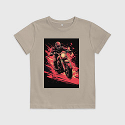 Футболка хлопковая детская Мотокросс красные брызги, цвет: миндальный