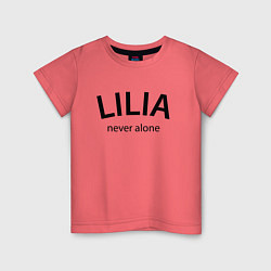 Футболка хлопковая детская Lilia never alone - motto, цвет: коралловый