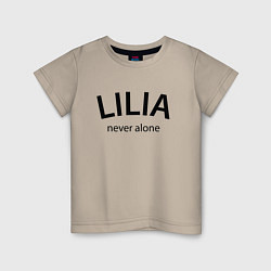 Футболка хлопковая детская Lilia never alone - motto, цвет: миндальный