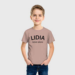 Футболка хлопковая детская Lidia never alone - motto, цвет: пыльно-розовый — фото 2