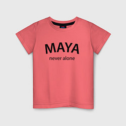 Футболка хлопковая детская Maya never alone- motto, цвет: коралловый