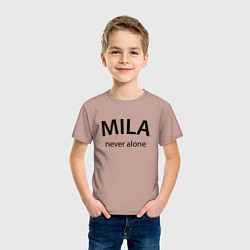 Футболка хлопковая детская Mila never alone - motto, цвет: пыльно-розовый — фото 2