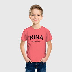 Футболка хлопковая детская Nina never alone - motto, цвет: коралловый — фото 2