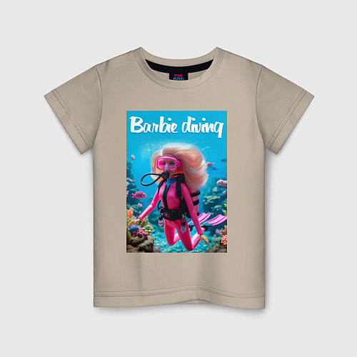 Детская футболка Barbie diving - ai art / Миндальный – фото 1