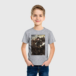 Футболка хлопковая детская Чжун Ли - дракон, цвет: меланж — фото 2