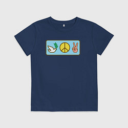 Футболка хлопковая детская Голубь и мир, цвет: тёмно-синий