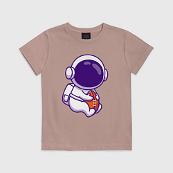 Футболка хлопковая детская Space football, цвет: пыльно-розовый
