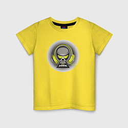 Футболка хлопковая детская Музыкальный череп, цвет: желтый