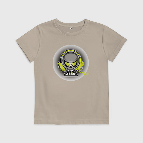 Детская футболка Музыкальный череп / Миндальный – фото 1
