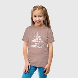 Футболка хлопковая детская Сегодня мой день рождения, цвет: пыльно-розовый — фото 2