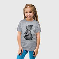 Футболка хлопковая детская Заяц в новогодней шапке, цвет: меланж — фото 2