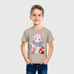Футболка хлопковая детская Sousou no Frieren: Heart, цвет: миндальный — фото 2