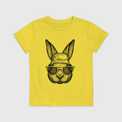 Футболка хлопковая детская Зайка-хипстер, цвет: желтый
