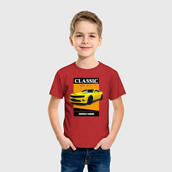 Футболка хлопковая детская Спорткар Chevrolet Camaro, цвет: красный — фото 2