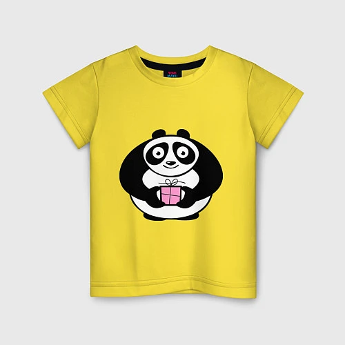 Детская футболка Панда с подарком / Желтый – фото 1