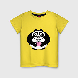 Футболка хлопковая детская Панда с подарком, цвет: желтый