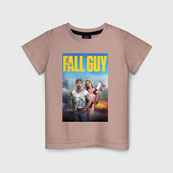 Футболка хлопковая детская Ryan Gosling and Emily Blunt the fall guy, цвет: пыльно-розовый