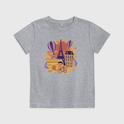 Футболка хлопковая детская Мой любимый Париж, цвет: меланж