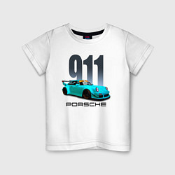 Футболка хлопковая детская Cпортивный автомобиль Porsche, цвет: белый