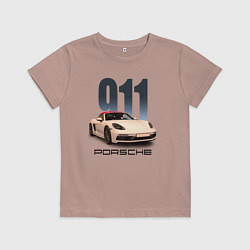 Футболка хлопковая детская Немецкий спортивный автомобиль Порше 911, цвет: пыльно-розовый