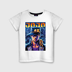 Футболка хлопковая детская Jojo - Jotaro Kujo ai art, цвет: белый