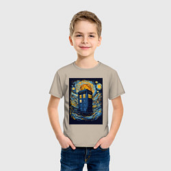 Футболка хлопковая детская Телефонная полицейская будка, цвет: миндальный — фото 2