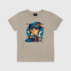 Футболка хлопковая детская Jojo - Jotaro Kujo ai art, цвет: миндальный
