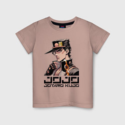 Футболка хлопковая детская Jotaro Kujo - Jojo ai art, цвет: пыльно-розовый