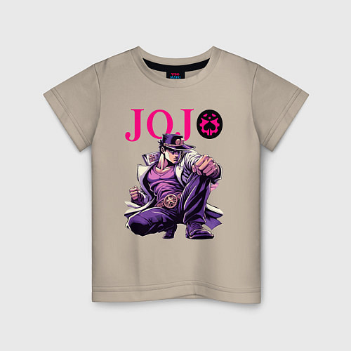 Детская футболка Джотаро Куджо - нейросеть / Миндальный – фото 1