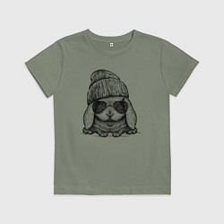 Футболка хлопковая детская Модный зайчишка, цвет: авокадо