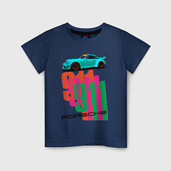 Футболка хлопковая детская Порше 911 спортивный немецкий автомобиль, цвет: тёмно-синий