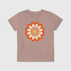 Футболка хлопковая детская Мандала оранжевый цветок, цвет: пыльно-розовый