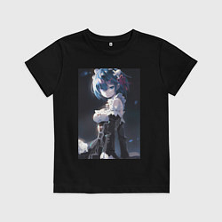 Футболка хлопковая детская Жизнь с нуля в альтернативном мире Рем, цвет: черный