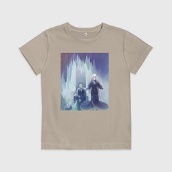 Футболка хлопковая детская Жизнь с нуля в альтернативном мире, цвет: миндальный