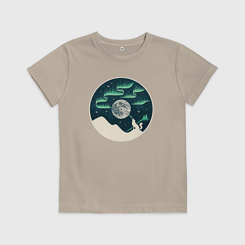 Детская футболка Vinyl wolf / Миндальный – фото 1