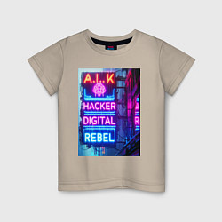 Детская футболка Ai hacker digital rebel - neon glow