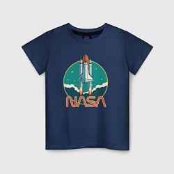 Футболка хлопковая детская NASA spaceship, цвет: тёмно-синий