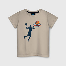 Футболка хлопковая детская Игрок в баскетбол basketball, цвет: миндальный