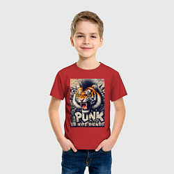 Футболка хлопковая детская Cool tiger - punks not dead, цвет: красный — фото 2