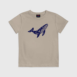 Футболка хлопковая детская Space whale, цвет: миндальный