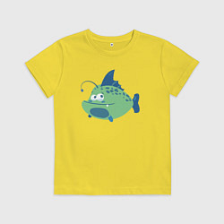 Футболка хлопковая детская Рыбка удильщик, цвет: желтый