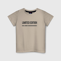 Футболка хлопковая детская Limited edition, цвет: миндальный