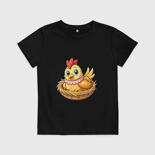 Детская футболка Курица в гнезде / Черный – фото 1