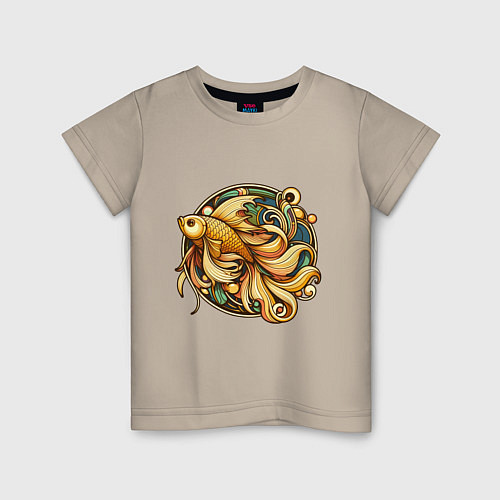 Детская футболка Золотая рыбка исполняет желания / Миндальный – фото 1