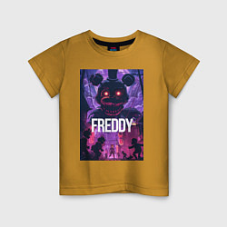 Футболка хлопковая детская Freddy - мишка Фредди, цвет: горчичный