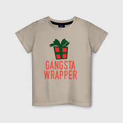 Футболка хлопковая детская Gangsta wrapper, цвет: миндальный